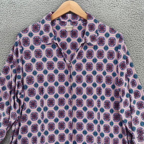 Chicos Dress Womens 4 US 20 Plus Pink Multi Medallion Print Shirt Knee Stretch - Picture 2 of 10